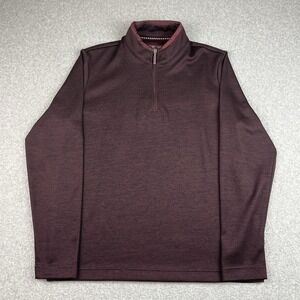 Johnston & Murphy Pullover Mens Medium Sweater Extreme Maroon 1/4 Zip Golf‎